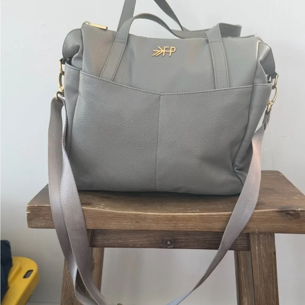 Freshly Picked light gray diaper bag